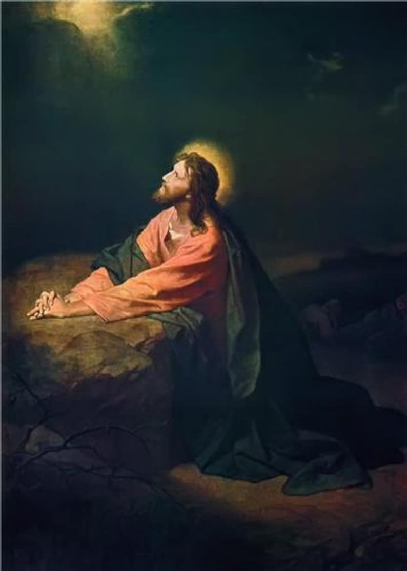 JESUS IN GETHSEMANE Glossy Poster Picture Photo christ garden praying lord image 1