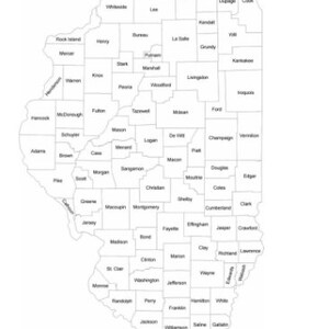 ILLINOIS STATE COUNTY Mapa Póster brillante Foto Banner chicago