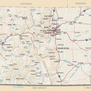 COLORADO STATE ROAD Landkarte glänzend Poster Bild Foto Banner denver city