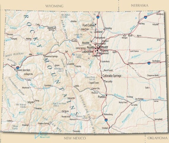 COLORADO STATE ROAD Map Glossy Poster Picture Photo Banner - Etsy