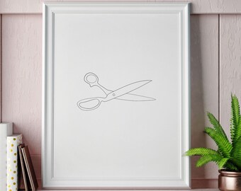 SCISSORS LINE ART. Hand-Drawn Digital Print. Office Art. Office Gift. Minimalistic Digital Print. At-Home Office Prints. Cute Trendy Décor.