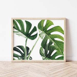 Botanical Art Print, Watercolor House Plant, Monstera Deliciosa, Gifts for Plant Parents, Boho Decor, Dorm Room Art, Plant Painting