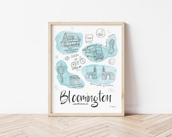 Bloomington Landmark Wall Decor | Watercolor Art | Poster | Wall Art | Bloomington Indiana | IU | Indiana University | Little 500 | Painting