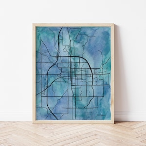Bloomington Indiana Map | Watercolor City Print | IU Indiana University alumni gift for students | Poster | Wall Decor