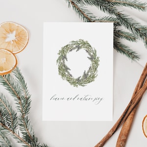 Heaven and Nature Sing Watercolor Christmas Greeting Card, Cottagecore holiday card, Rustic Note Card, Blank Inside