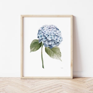 Blaue Hortensie Malerei, Botanischer Kunstdruck, 8x10 Floral, Geschenke für Gärtner, Muttertag, Küsten dekor, Botanisches Dekor, Schlafsaal Zimmer Kunst