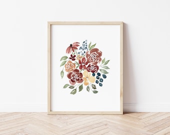 Floral Watercolor Print, Watercolor Loose Floral, Floral Wall art, Flowers, Botanical, Nature art print, spring florals