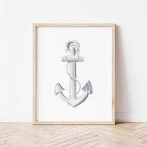 Nautical Nursery Decor, Watercolor anchor, boat art, sea themed nursery art, baby boy room, beach house decor, sailing print