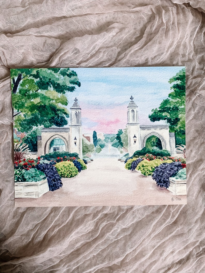 Sample Gates Painting Bloomington Indiana Watercolor Etsy