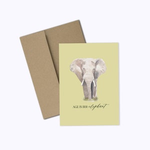 L’âge est Irr-elephant A2 Carte de vœux, Anniversaire, Punny Note Card, Blank Inside, Carte de célébration, Drôle de carte d’anniversaire, carte d’éléphant