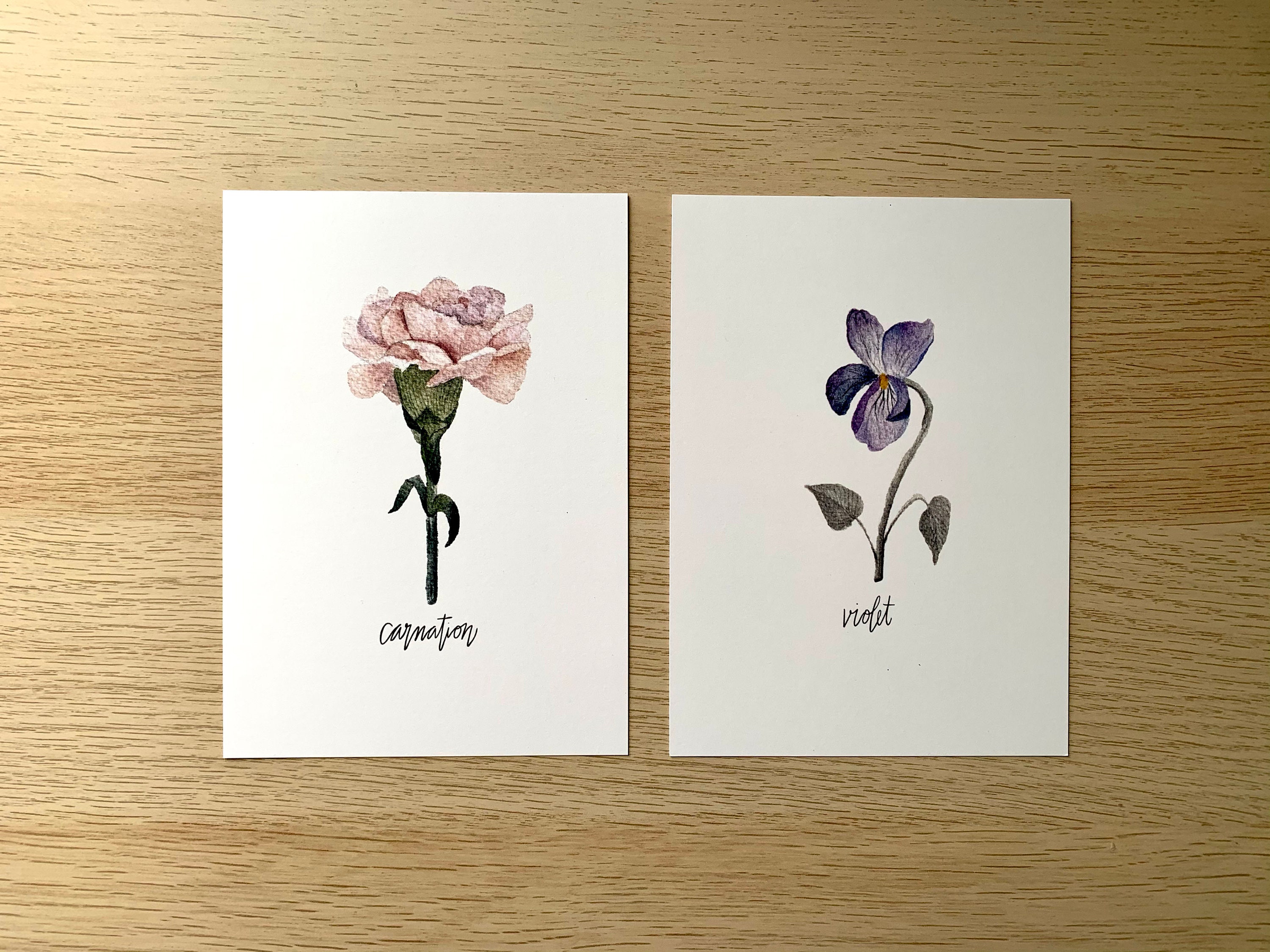 Birth Flower Watercolor Print Birth Month Painting Birth Etsy