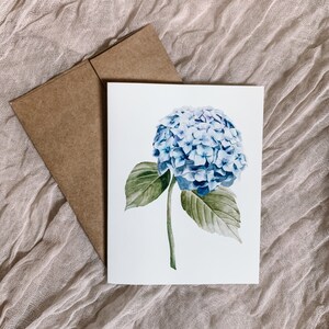 Blue Hydrangea A2 Greeting Card, Note Card, Blank Inside, Watercolor Hydrangea Card image 2
