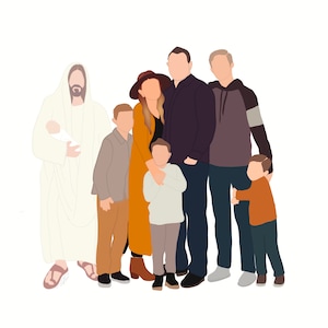 Miscarriage Family Portrait- Miscarriage Gift- Custom Portrait- Jesus Christ- Healing. Faceless portrait