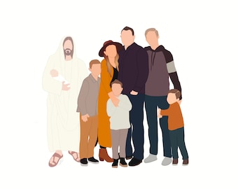 Miscarriage Family Portrait- Miscarriage Gift- Custom Portrait- Jesus Christ- Healing. Faceless portrait