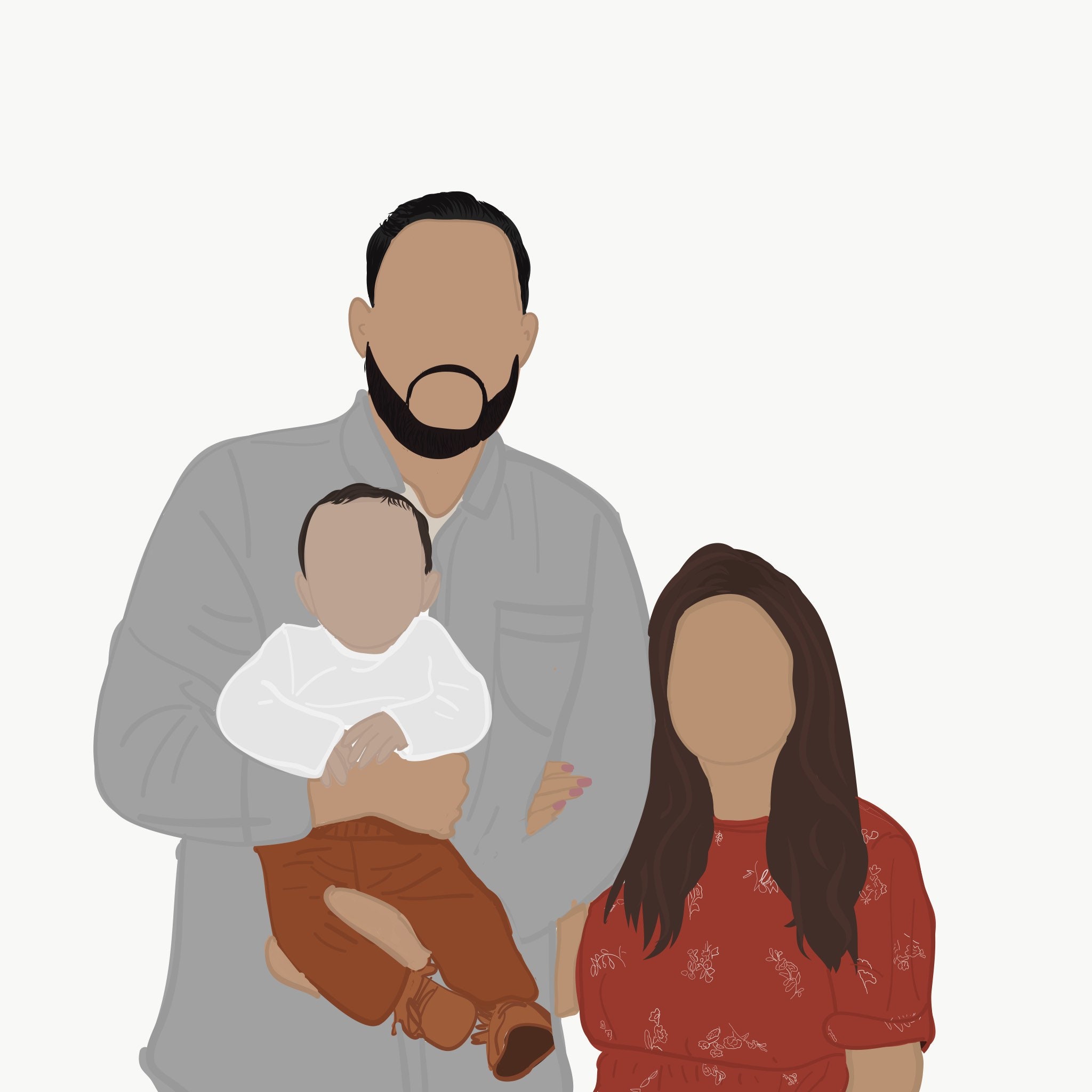 Custom Family Portrait Friends Faceless Digital Illustration | Etsy