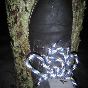 Reflective Shoelaces / Blue, Black & White / round / 120cm - 4,5mm