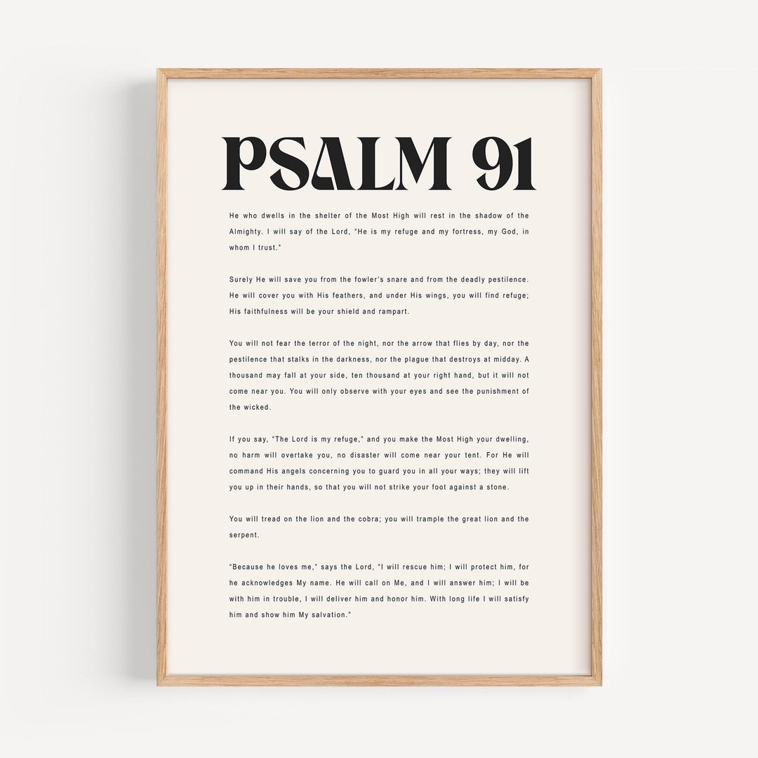 Psalm 91 Print, Bible Verse Wall Art, Christian Home Decor, Scripture ...