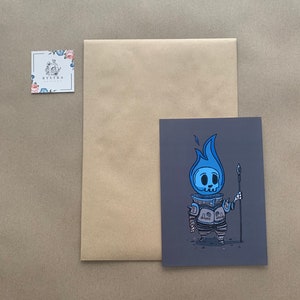 Flaming Knight A5 Print - Recycled 350gsm Paper