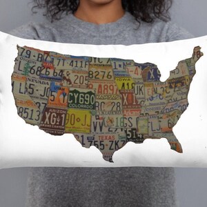 Almofada com mapa de placas de veículos dos EUA... Já estive em todos os lugares, cara