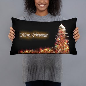 Sparkling Night of Christmas Lights in a 12”x20”  Throw Pillow