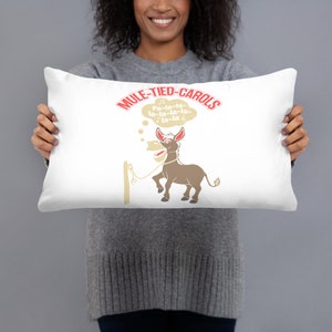 Whimsical Mule-Tied-Carols Decorative Pillow & Cover, Original Design, Farmhouse, Country, Cottage
