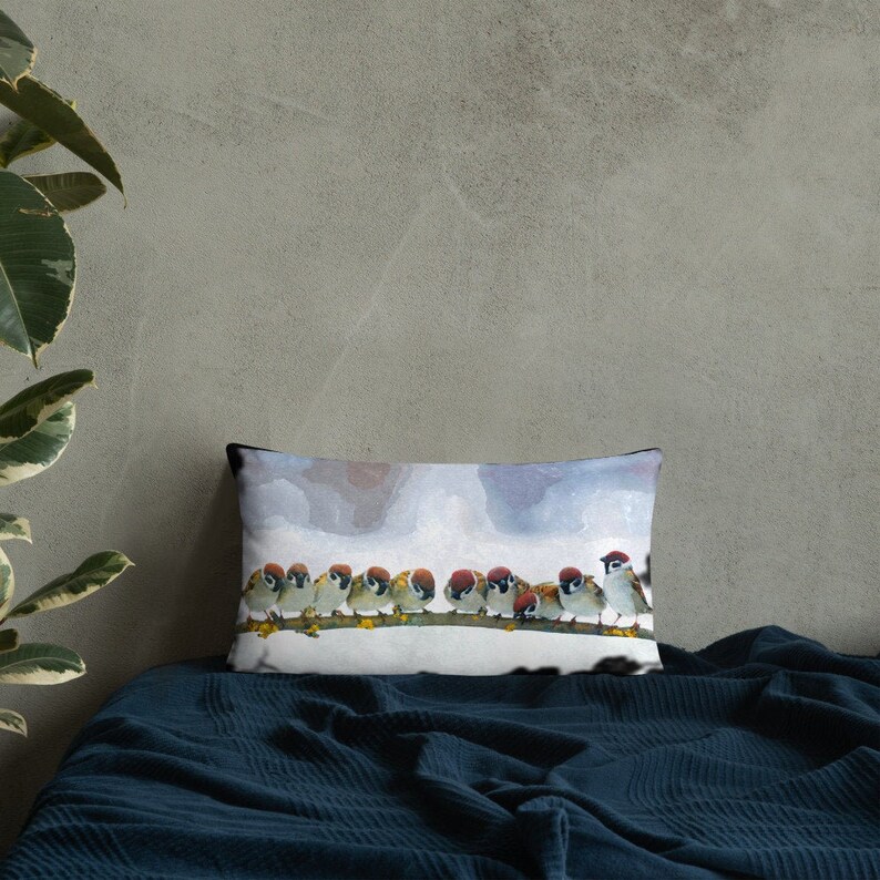 Birds Throw Pillow. Watercolor Birds on a Branch...black Etsy