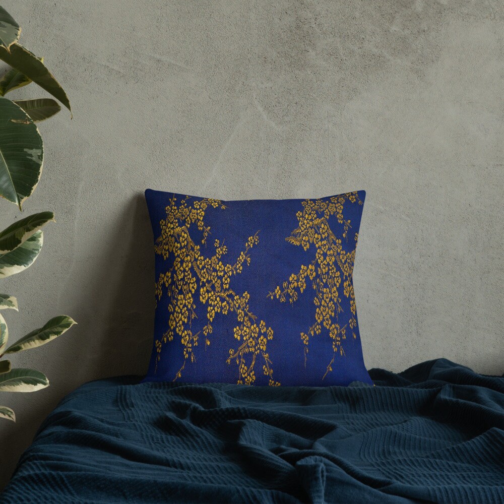 Premium Pillow Gold on Navy Design Print. Cottage Décor Home Etsy