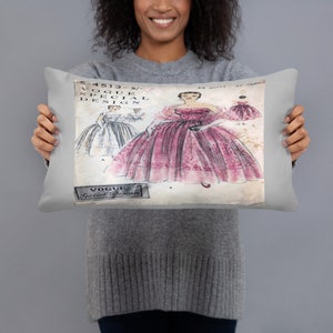 Vintage (Wedding) Dress Sewing Pattern Throw Pillow. Vogue Special Design, Mid-Century sewing pattern.