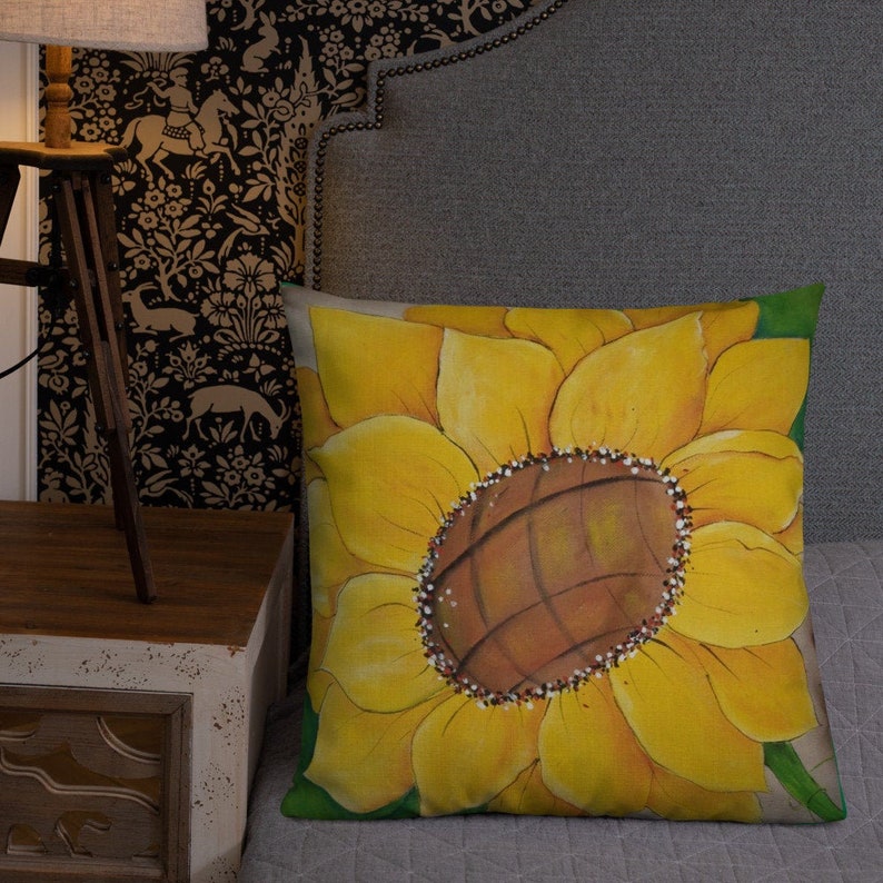 Premium Yellow Sunflower Throw Pillow. Summer Flower Pillow. Etsy