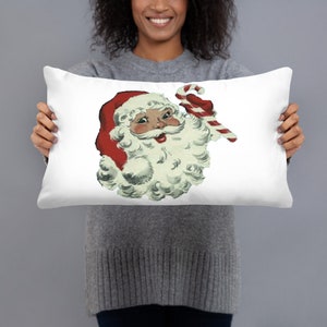 12 &quot;x 20&quot; Weihnachten lumbalen Dekokissen Old Retro Vintage Style Weihnachtsmann mit einem Candy Cane Akzent Kissen. Geschenk für sie. Geschenk für Mama.