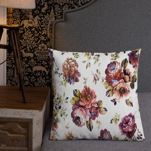 Premium Double Sided Multi-Colored Floral Pillow. Floral Décor Home Décor