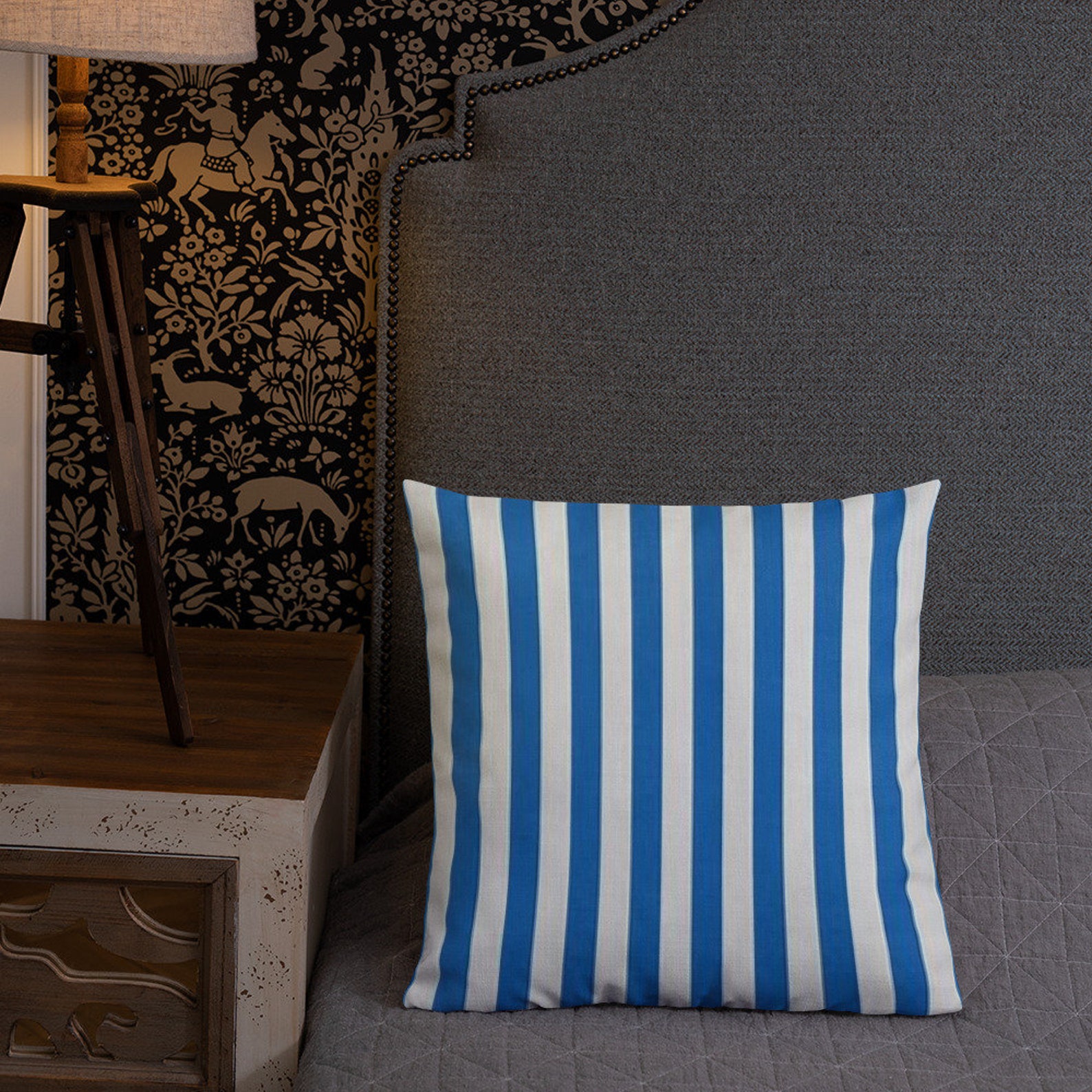 Premium Blue and White Striped Pillow & Cover Home Décor Etsy