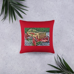 Rustic Wagon with Fresh Christmas Trees Throw Pillow,  Gotta Love This One...FREE Shipping..Made in the USA