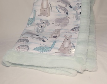 minky blanket-plush throw blanket-super soft blanket-animals of the outback