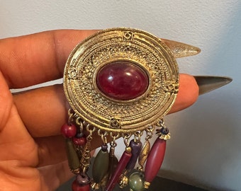 Gold & Ruby Tassle Ring