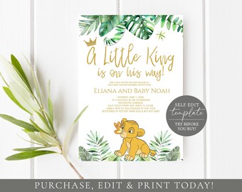 simba baby shower invitations