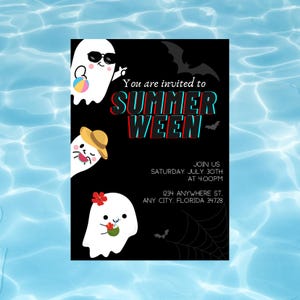 Summerween Invite, Summerween Party Invite, Spooky Summer Party, Summer Halloween Party, Editable Template, Instant Download