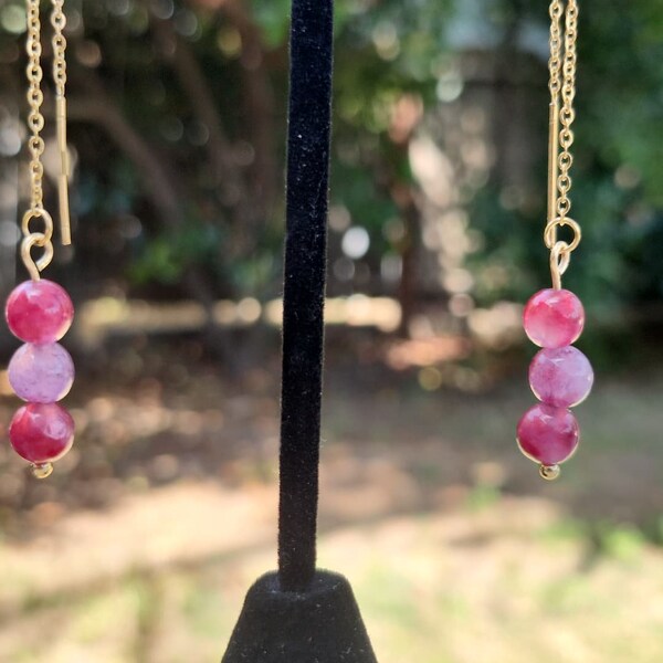 Hotpink Trio threader earrings