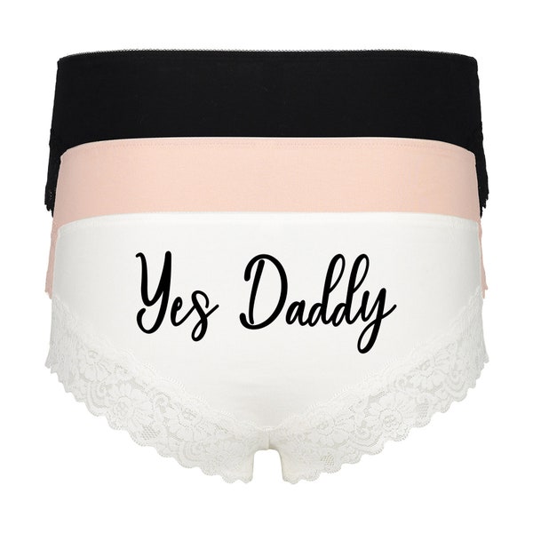 Yes Daddy DDLG/BDSM panties | hipster/boyleg | black text