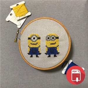 Two Minions Beginner Cross Stitch Pattern (PDF)