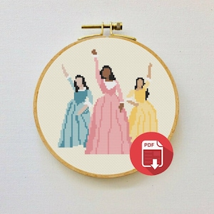 Schuyler Sisters &#39;Work&#39; Cross Stitch Pattern (PDF) Musical Theatre / Hamilton Cross Stitch Pattern