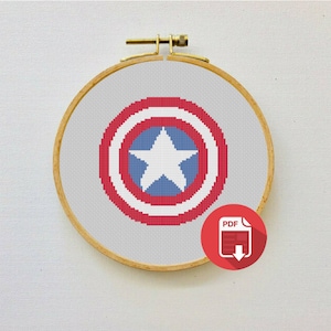 Captain America&#39;s Shield Cross Stitch Pattern (PDF)