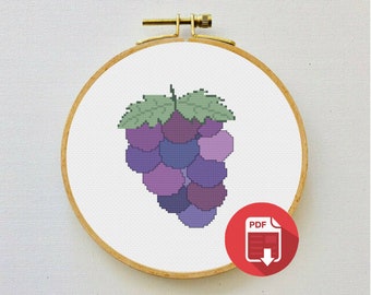 Grapes Cross Stitch Pattern (PDF) Food Cross Stitch Pattern