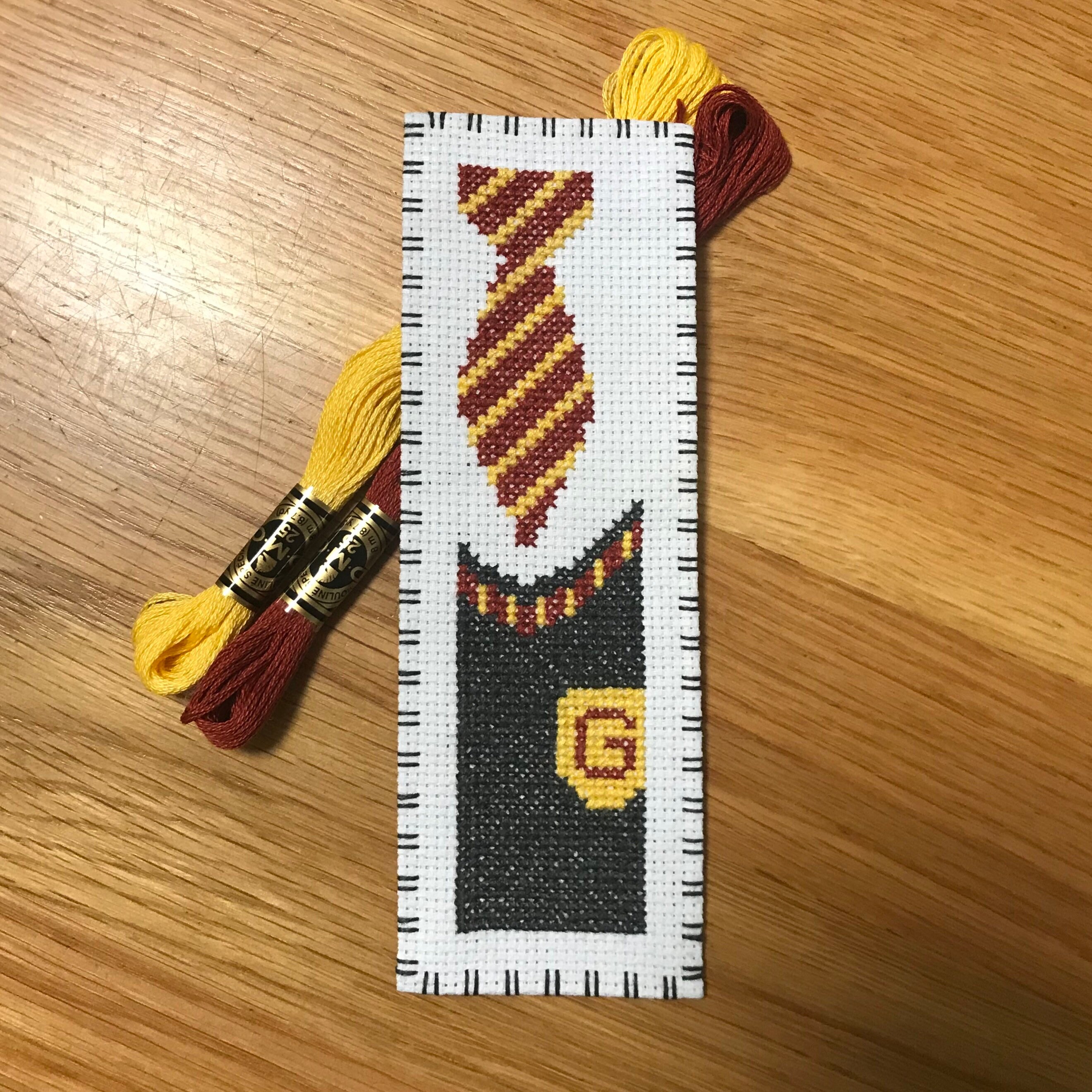 Completed Hogwarts Houses Cross Stitch Tie Bookmarks/ Etsy
