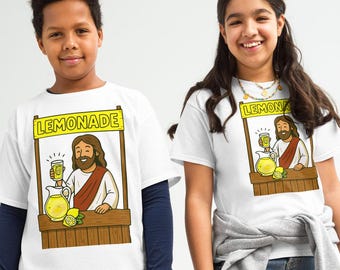 Shirt Jezus, hij maakt limonade - christelijk kunstenaarsshirt voor kinderen, christelijk concert geloofsoverhemd