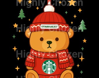 Starbux Bearista bear digital cute bear  cup iced coffee png starbs gift idea christmas gift ||NOT a physical cup||PLEASE read DESCRIPTION!