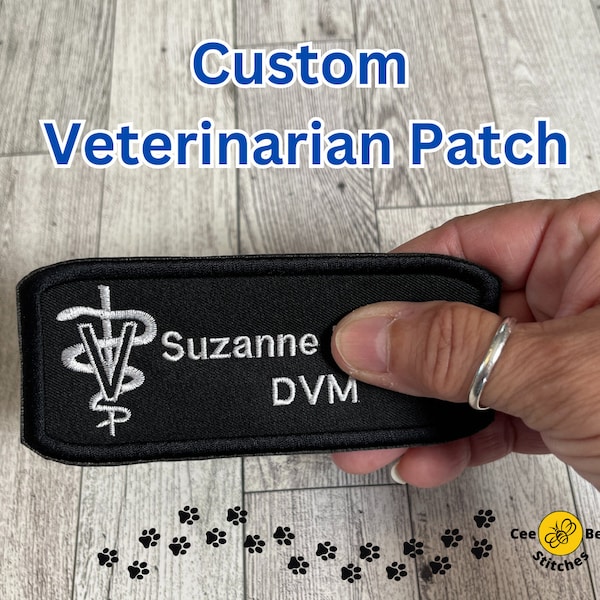 Custom Veterinarian or Vet Tech patch, Vet Jacket Patch, custom embroidered patch for jacket, sweatshirt, hat patch, personalized patch