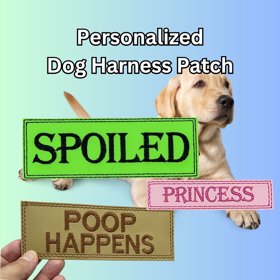 Personalized Embroidered Dog Harness Patch With Hook Backing, 3 Sizes