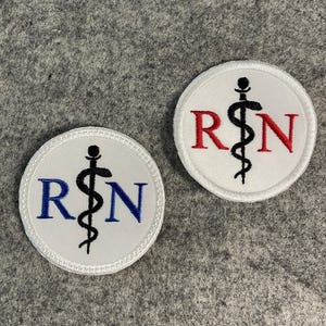 Custom embroidered black or white medical credentials patch with hook backing