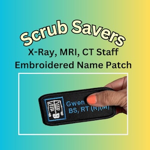 X-ray tech, radiology scrubs or Jacket patch, custom embroidered patch for jacket, sweatshirt, hat, personalized patch